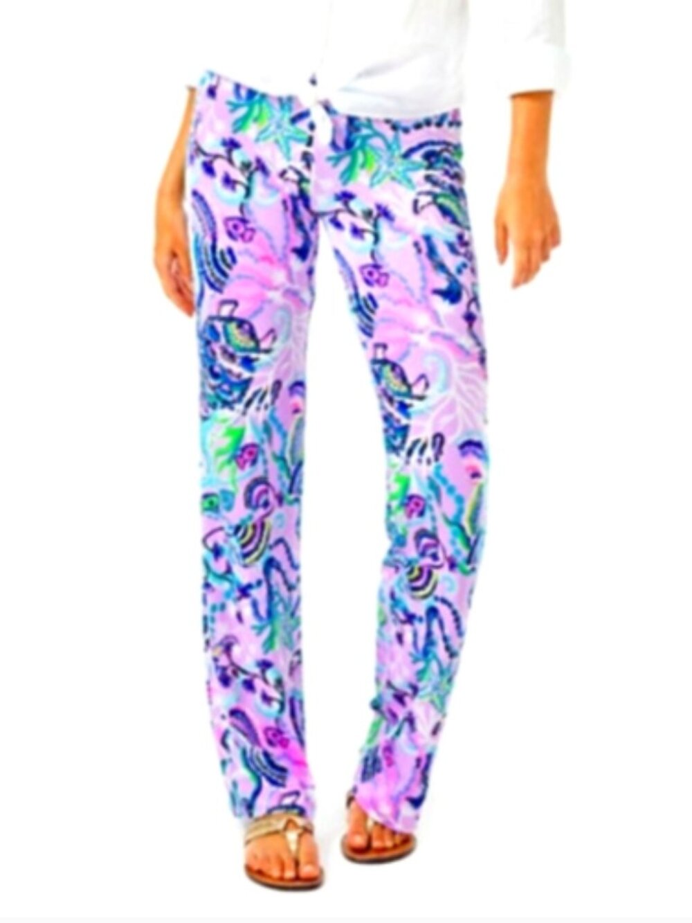 NWT Lilly Pulitzer Georgia May Palazzo Pants in Lilac Freesia Mermaid For You S